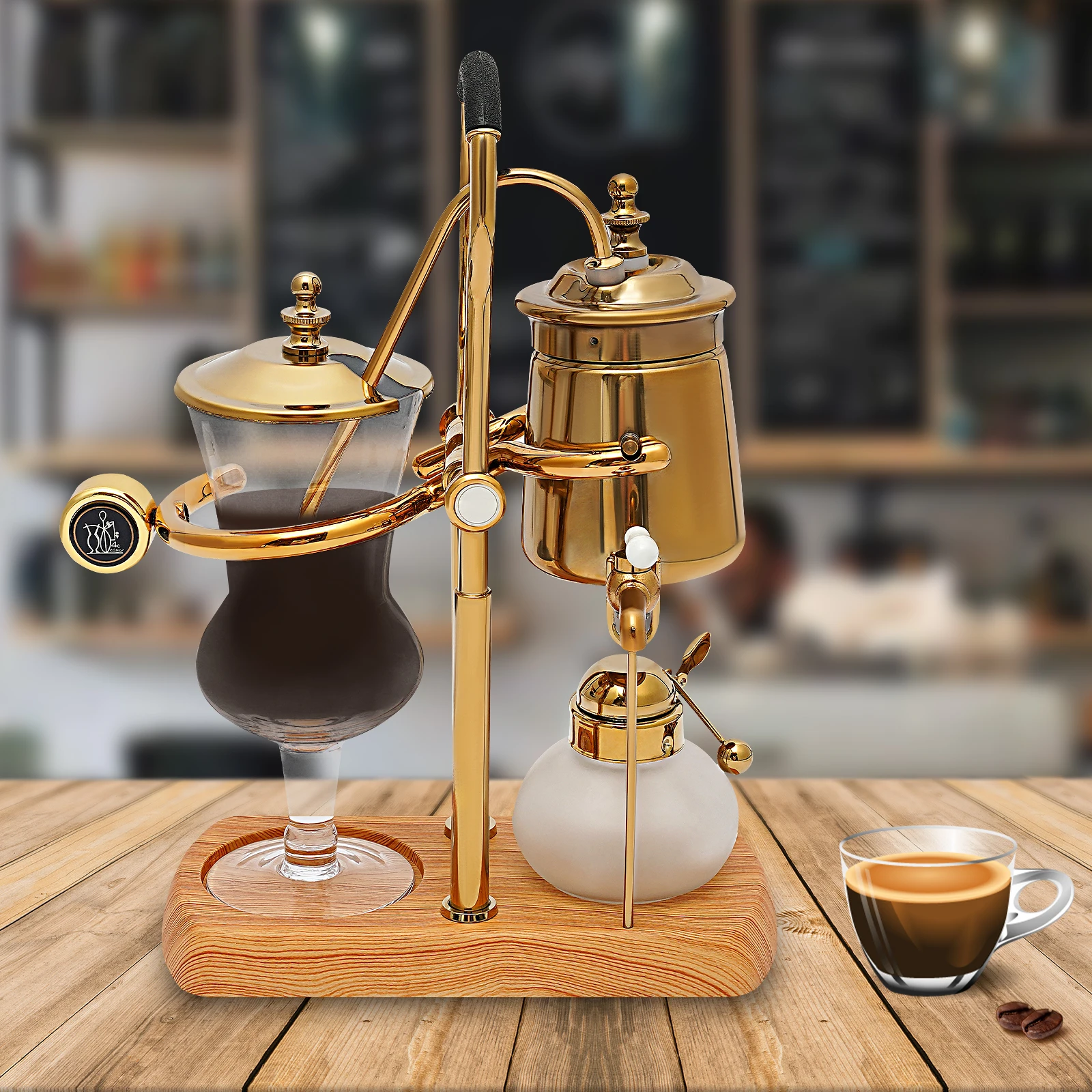 400ml Golden Siphon Coffee Maker with Borosilicate Glass, Gravity Balance Brewer for Aromatic Coffee Brewing