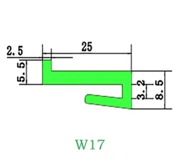 10Meters/roller  W17 Polymer Guide Lining Strip Plastic Chain Plate Conveyor Accessories Cushion Strip