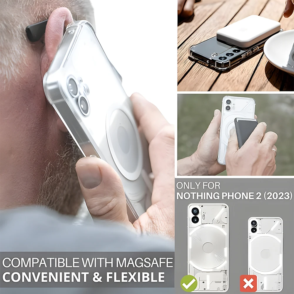 Wireless Charge for Nothing Phone 2A 2 1 Case Magnet Magsafe Soft Silicone Bumper Hard Acrylic Back Air-bag Corner Cover Shell