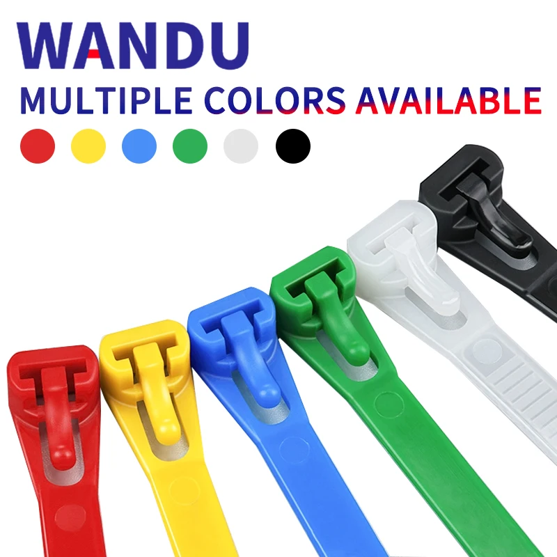 20pcs Colorful Plastic Reusable Cable Zip Ties 8*200/250/300 Releasable Nylon Adjust Loose Slipknot Recycle Detachable Bundle