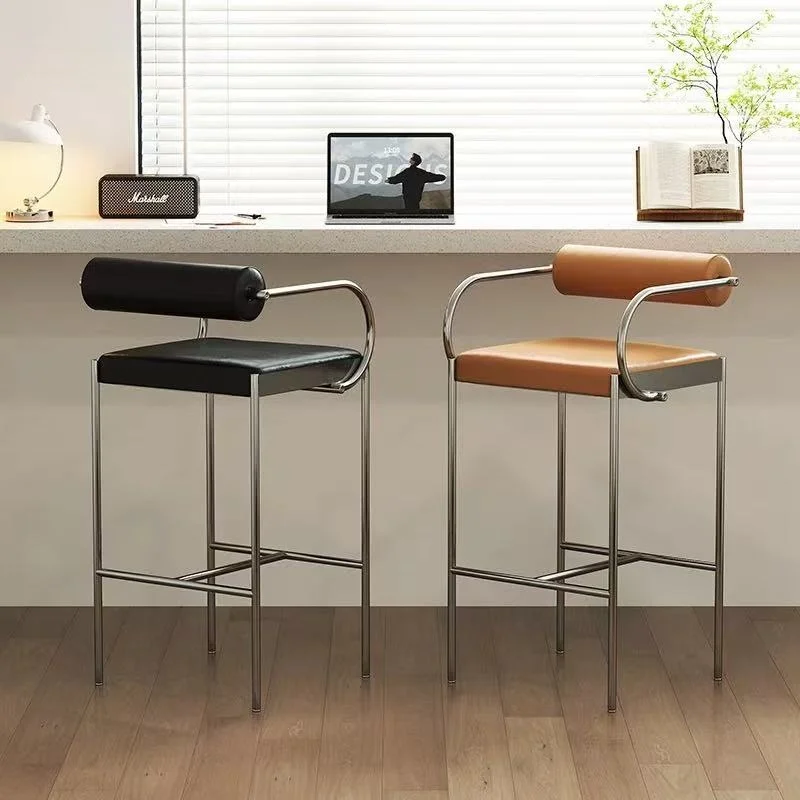 Krzesło barowe w stylu nordyckim, wysokie krzesło domowe, nowoczesne, proste, designerskie krzesło barowe do lady, krzesło z oparciem.
