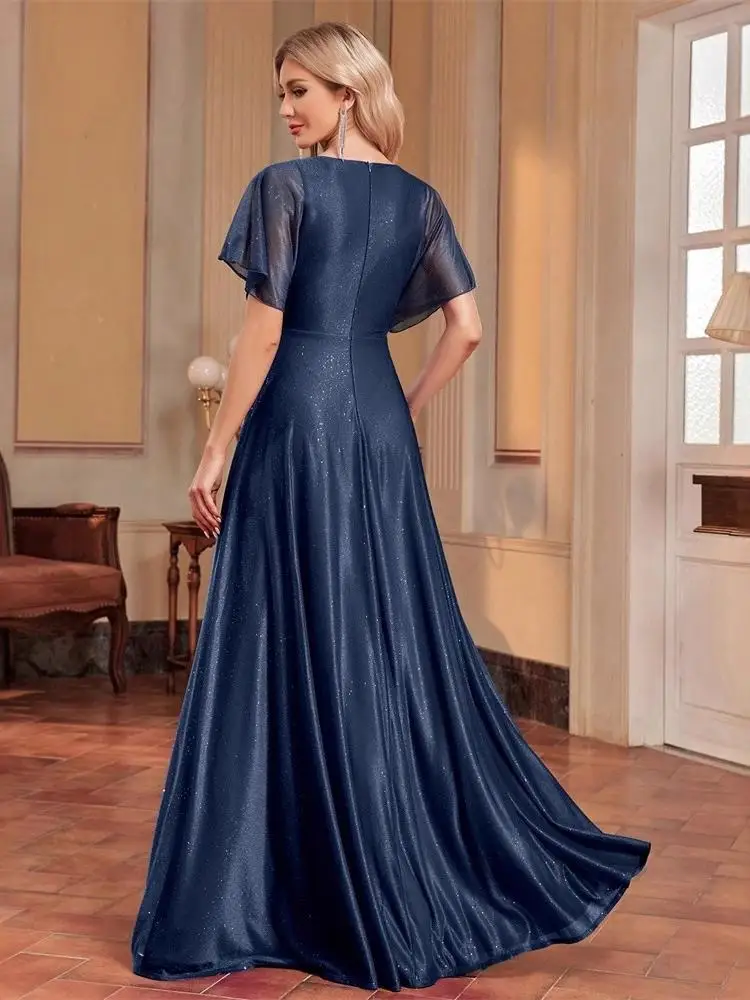 Recién llegado, vestido de noche Svel ajustado con adornos florales azules para mujer Par Dr Maid of Dr, seda de cintura baja