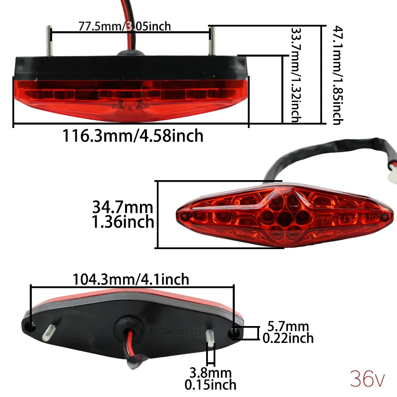 LINGQI Motorcycle Tail Light Rear Taillight Brake Warning Turn Signal LED Lamp Waterproof Universal for Pit Dirt Bike Accessory