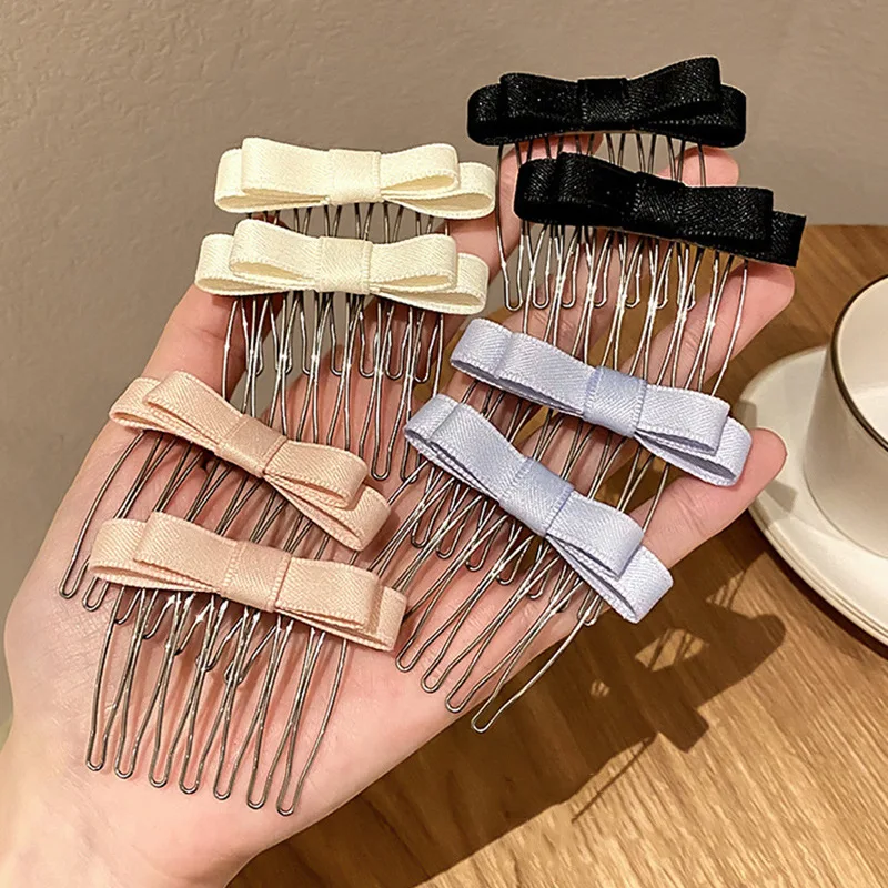 Sweet Princess Head Bow Bangs Comb Bangs Side Clip Women Girls Broken Hair Organizing Artifact Korean Non-slip Hair Comb Clip