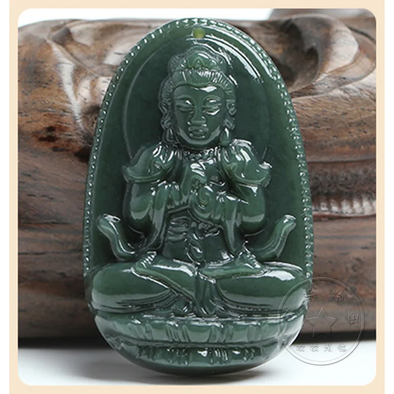 Green Great Tathagata Pendant, Hotan Jade Zodiac Sheep And Monkey Guardian Deity, Nativally Blessed Buddha