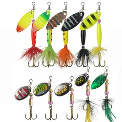 10Pcs Spinner bait Spoon Fishing Lures Spinnerbaits Bass Salmon Pike Trout Metal Spinner Lure Kit Saltwater Artificial Bait