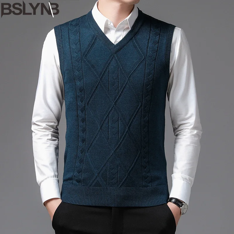 

Autumn and Winter Men's Knitted Wool Sweater Vest Male Classic Figure Warm Vest