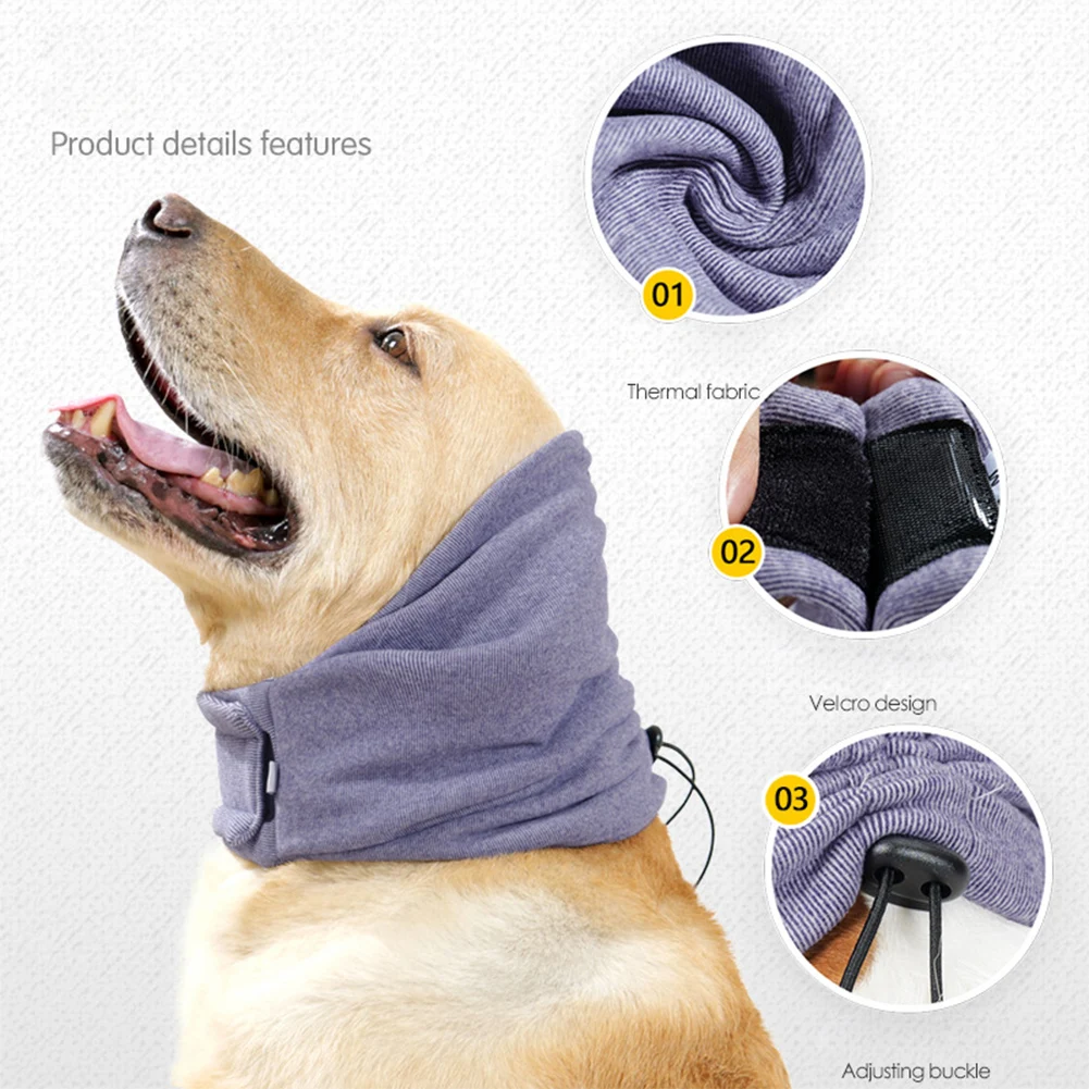 Dog Neck and Ears Warmer Noise-Proof Washable Dog Ear Protectors Ear Wrap Warm Headband for Fireworks Anxiety Relief Dog Calming