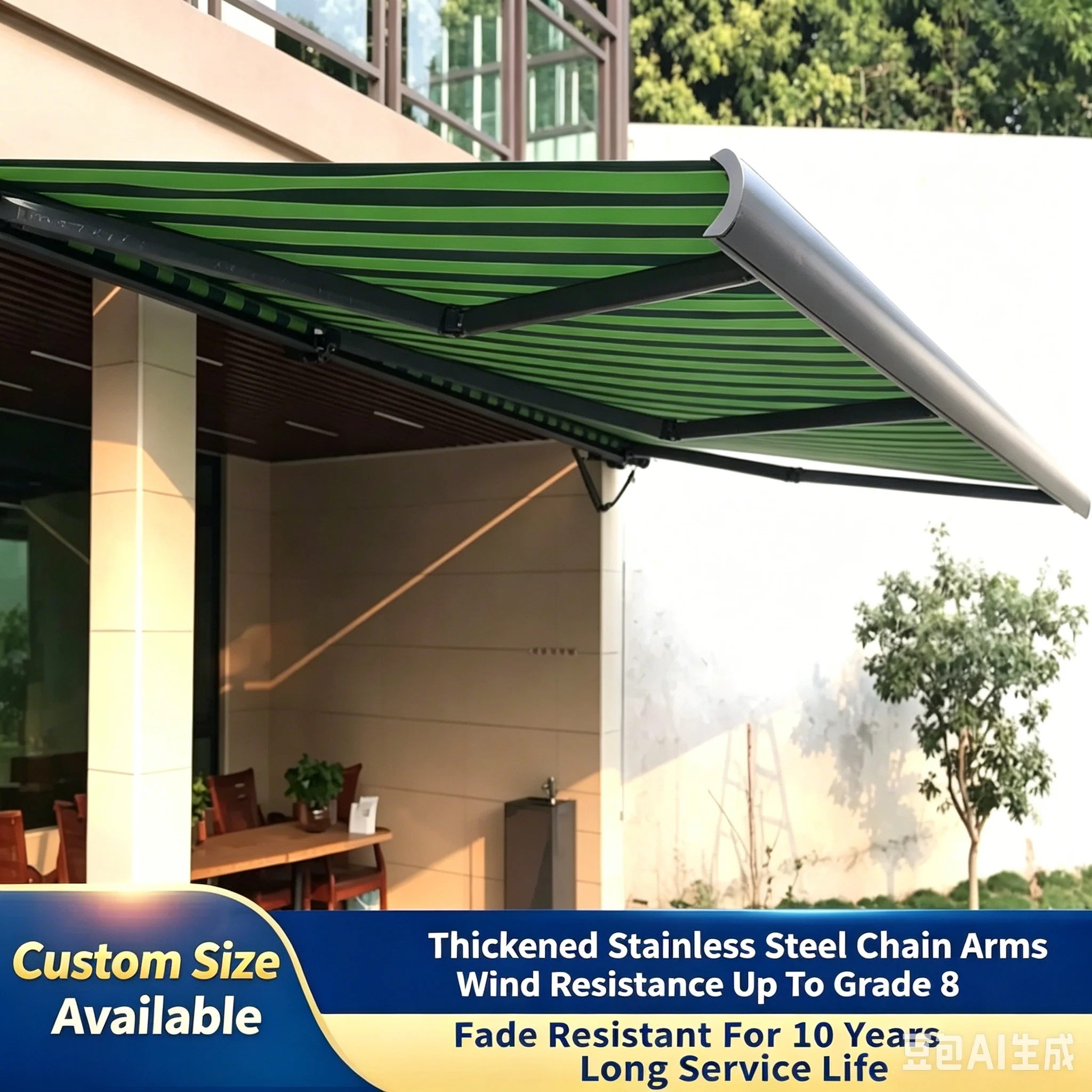 Full Cassette Remote Control Electric Retractable Awning, Waterproof Sun Rain Shade For Villa Balcony Patio Outdoor Household