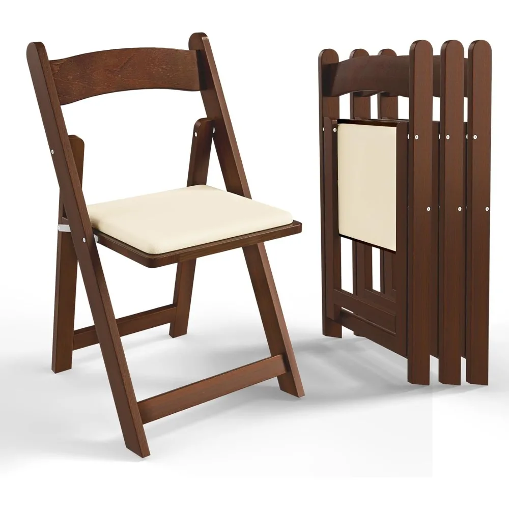 

Wooden Folding Chairs with Cushion, Comfortable, Portable and Durable Foldable Seating for Indoor & Outdoor Events, Banquet