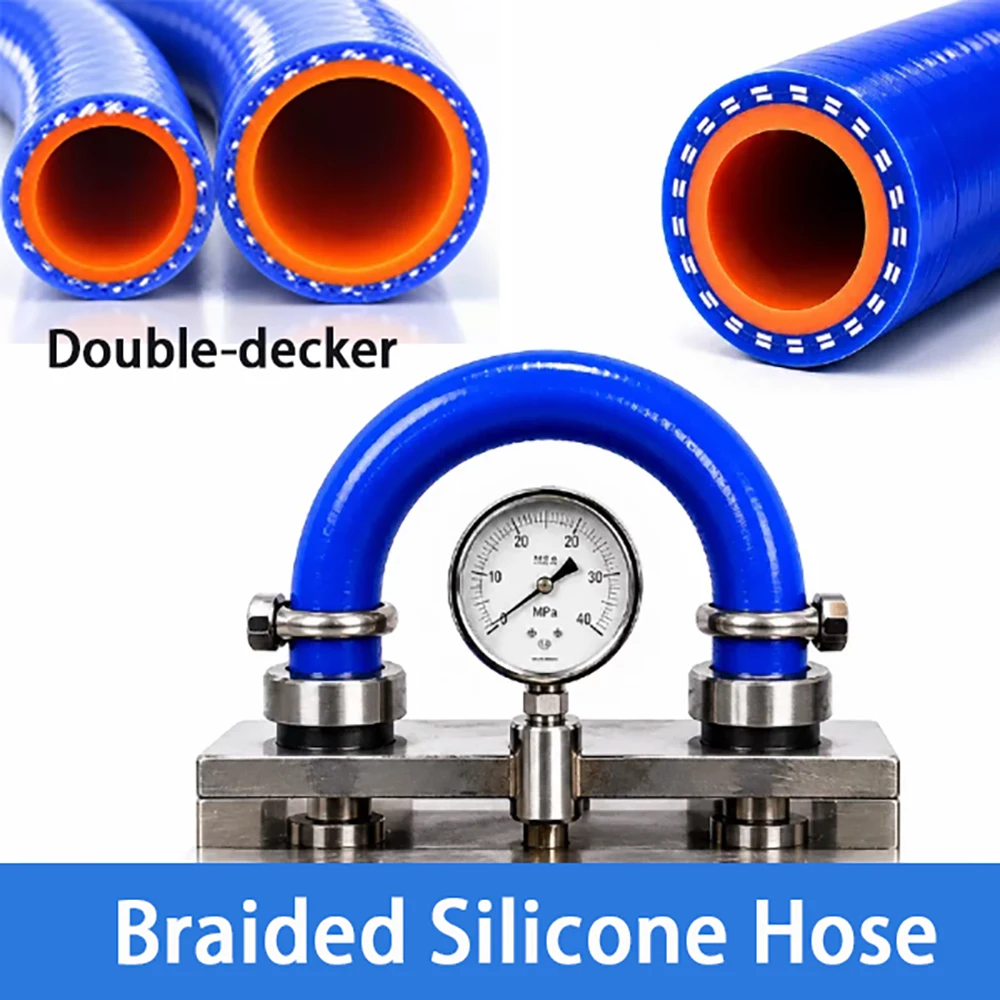 1Meter ID 6-50mm Blue&Orange Double-Layer Braided Silicone Hose High Temperature Resistant Hose Silicone Rubber Water Pipe