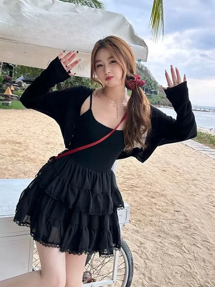 Ice Silk Knitted Short Thin Cardigan Women's Outerwear Summer Air Conditioning Sun Protection Shawl Trendy V-neck Long Sleeve