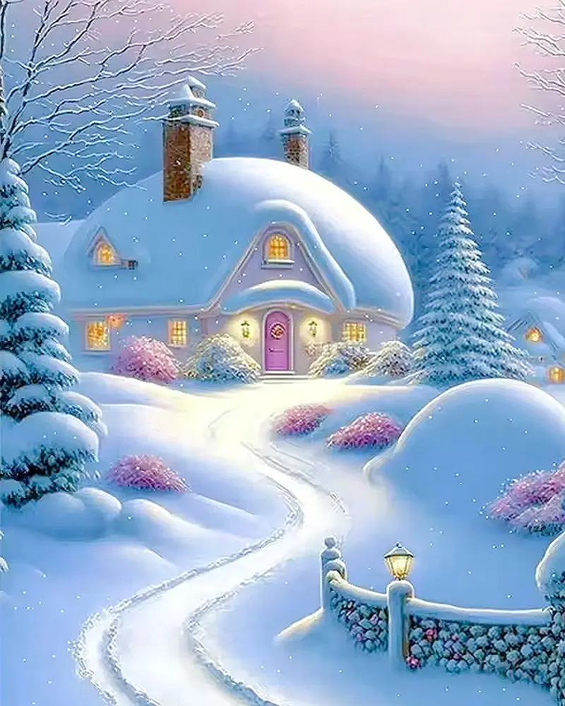 CHENISTORY Fun fantasy house in the winter wonderland