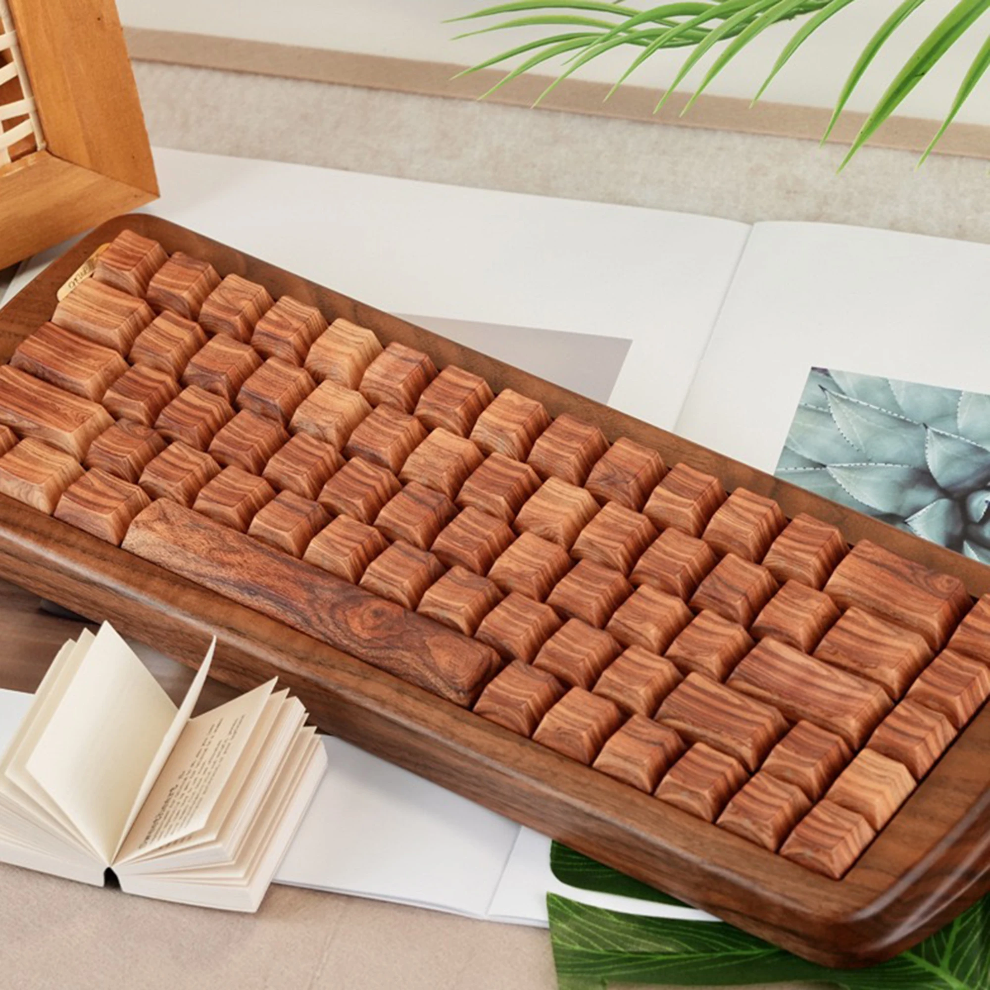 130 Keys Walnut Wood Grain Keycaps Side-lit Cherry Profile PBT Keycap for 61 64 68 84 87 96 98 104 108 MX Mechanical Keyboards