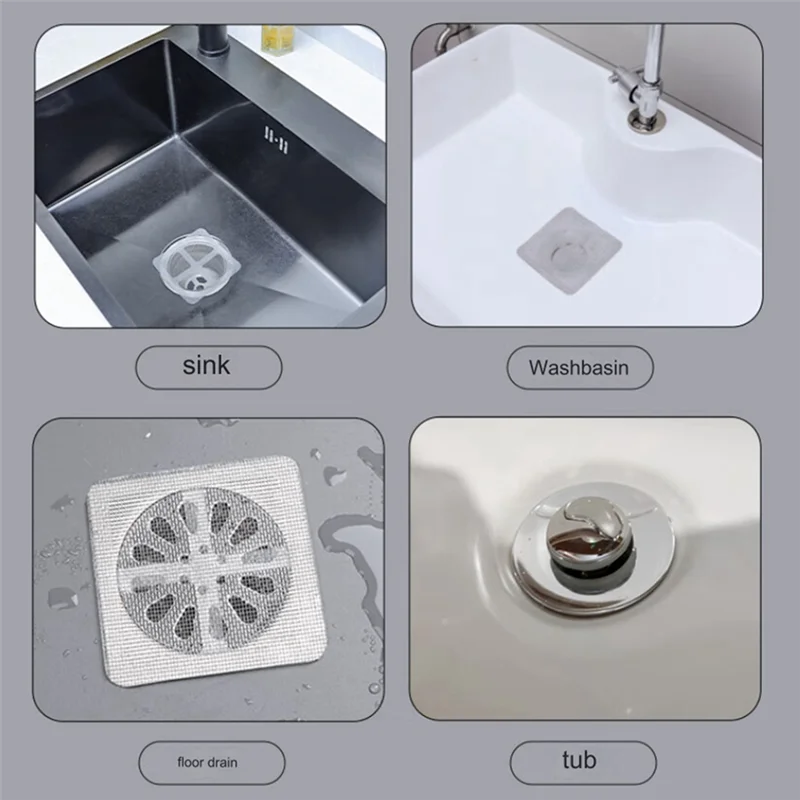 PORK-100Pcs 바닥 배수 스티커, 일회용 샤워 배수 헤어 캐처, 일회용 바닥 배수 스티커, 일회용 배수 커버 Du