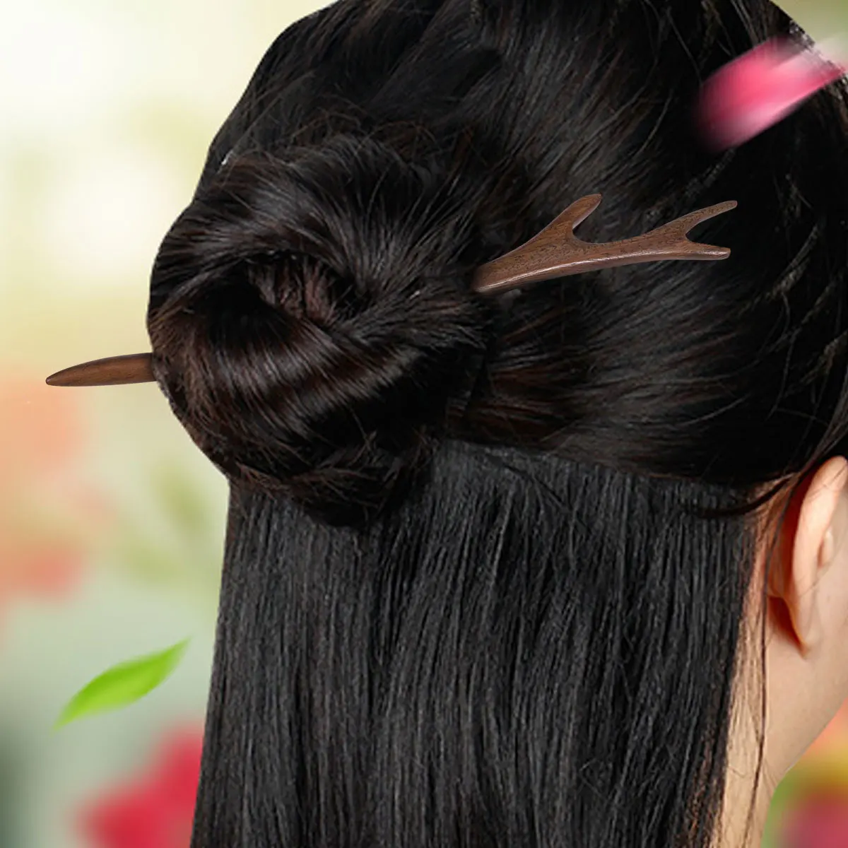 

Vintage Wooden Hairpin for Women Retro Chignon Decorative Accessories Antler Style Stick Elegant Daily Wedding Prom Use