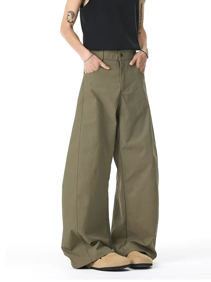 

American Decomposition Design Bend Knife Men's Loose Wide Leg Floor-Length Pants Old Money Silhouette Flared Workwear Trousers