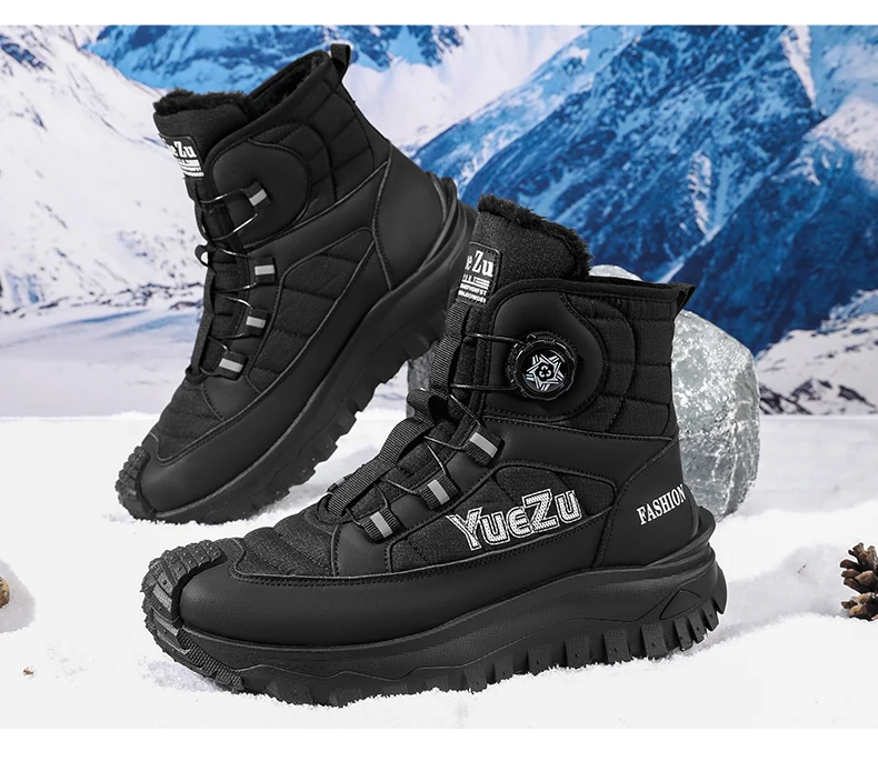 Outdoor Herren Schneestiefel Winter Plüsch Warme Baumwollstiefel Hohe Herren Freizeit Wanderstiefel Rutschfeste Wasserdichte Knöchelstiefel – Detail 21
