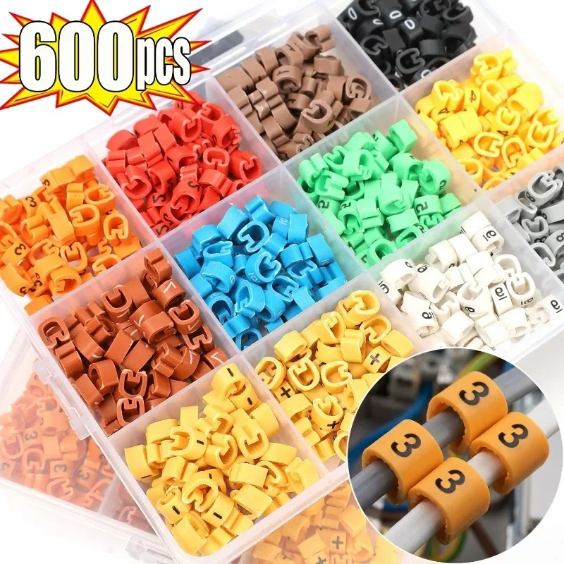 Colorful Wire Cord Cables Marker Insulated Digital Cable Marking Label 0 To 9 Different Number Cable Sleeves Cable Markers Tags