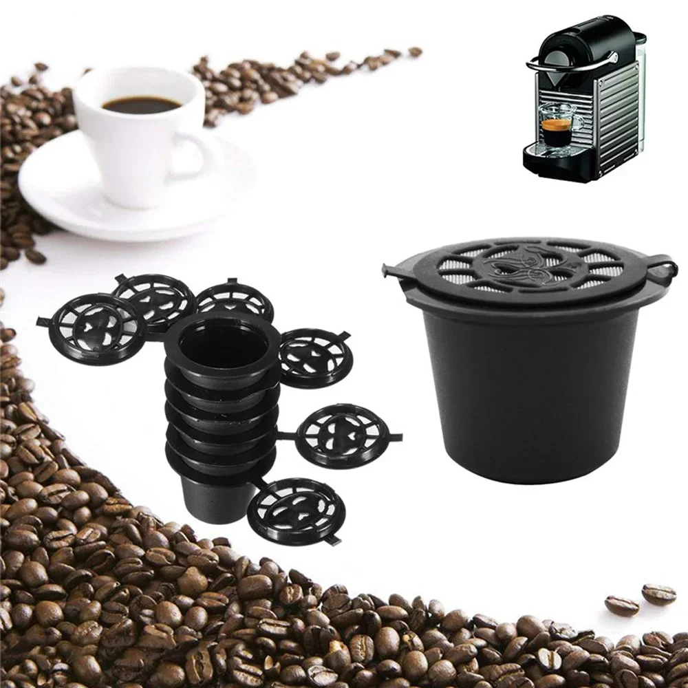 JUDAI Reusable Nespresso Coffee Capsules Cup With Spoon Brush Black Refillable Coffee Capsule Refilling Filter Coffeeware Gift