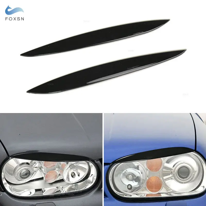 

ABS Car Accessories Front Headlight Eyebrow Trim Eyelids Cover For VW Golf 4 MK4 1997 1998 1999 2000 2001 2002 Glossy Black