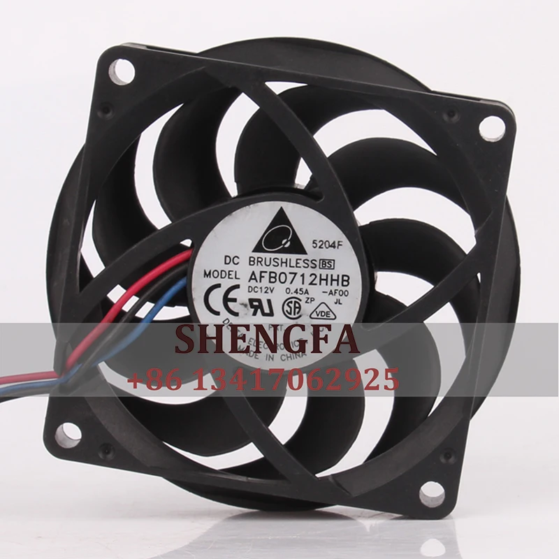 

DELTA AFB0712HHB Case Cooling Fan DC12V 0.45A 70X70X15MM 7cm 7015 Dual Ball Bearing Big air Volume Chassis Heat Dissipation