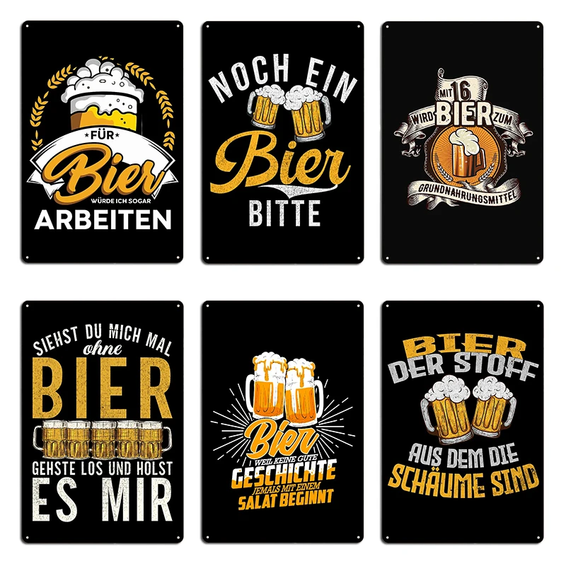 Wer Bier Trink Hilft Der Mallorca Ballermann para la cerveza, lo soldado a vueltas, trabajar la camisa para los amantes de la cerveza, cartel de chapa de pared de Metal