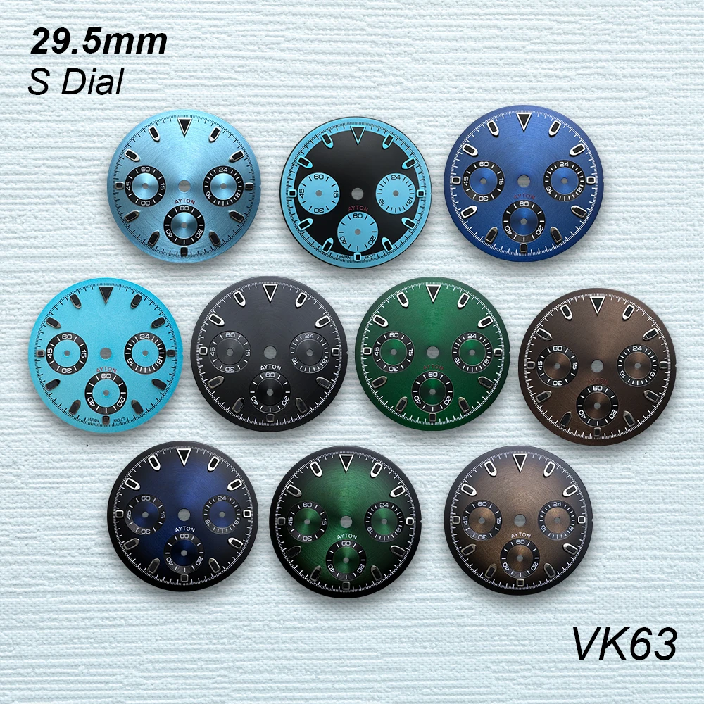 

29.5mm S Logo Panda DTN Dial Fit VK63 Movement No Luminous CD Pattern High-Quality Watch Accessories