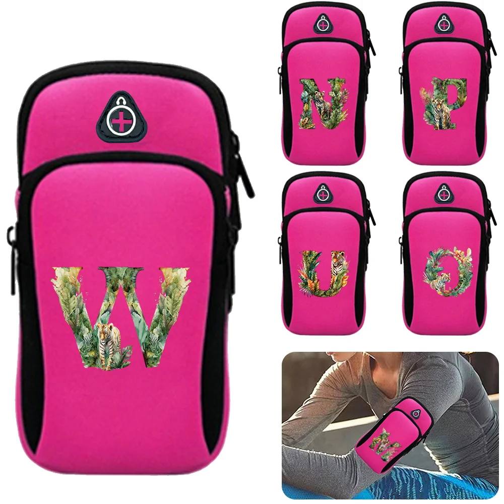 Fashion Cycling Gym Running Phone Bags Sports Bag Jungle Tiger Letter Series Phone Sundries Storage Bag Adjustable Arm Band Bags