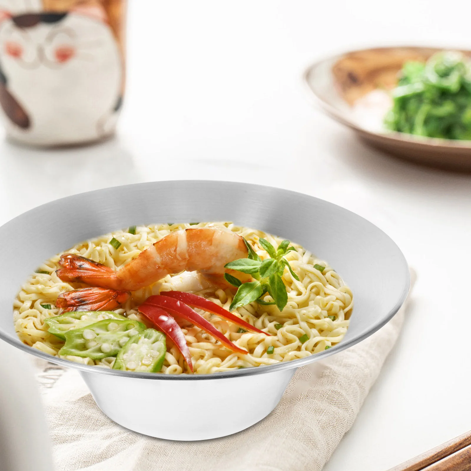 

19Cm Stainless Steel Deep Mixing Bowl Large Kitchen Bowls For Salad Noodles Food Serving Non-Slip Bottom Home Use Anti-Scald