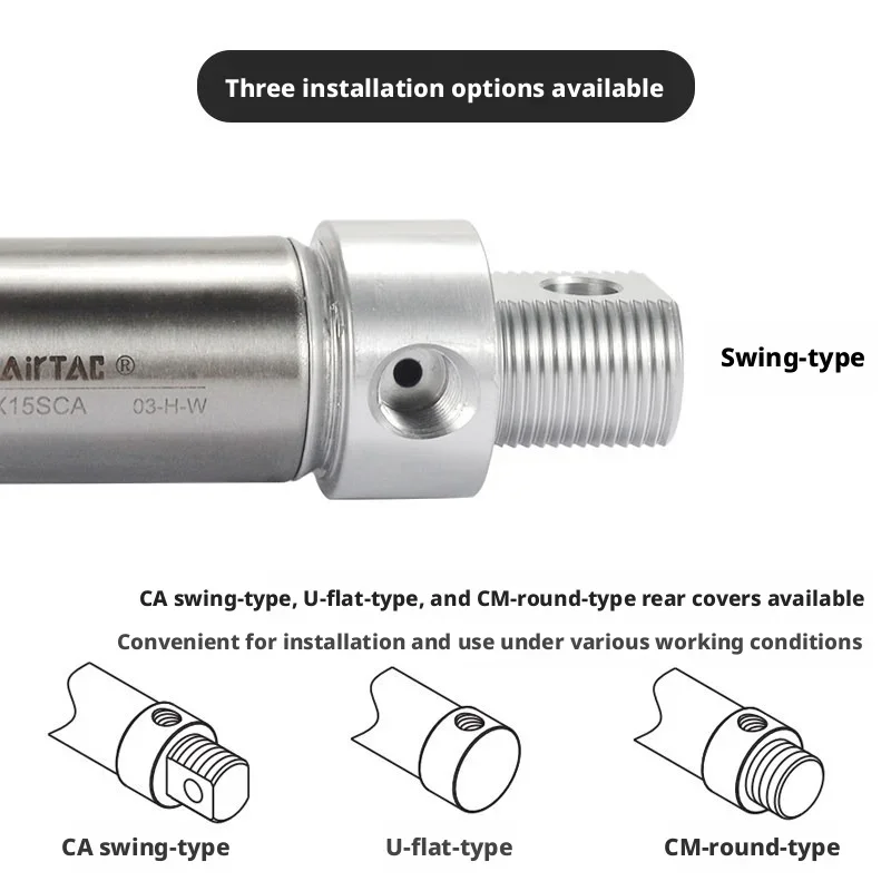 HLH AirTAC MAC 16/20/25/32/40-20/50/75/100/150/175/200/300/500 Stainless Steel Mini Cushioned Double Acting Air Cylinder