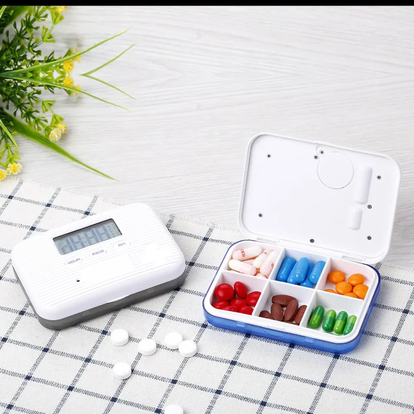 4/6 Grids Intelligent Reminder Pill Box Electronic Timing Alarm Vibration Reminder Medicine Box Travel Outdoor Pill Cases
