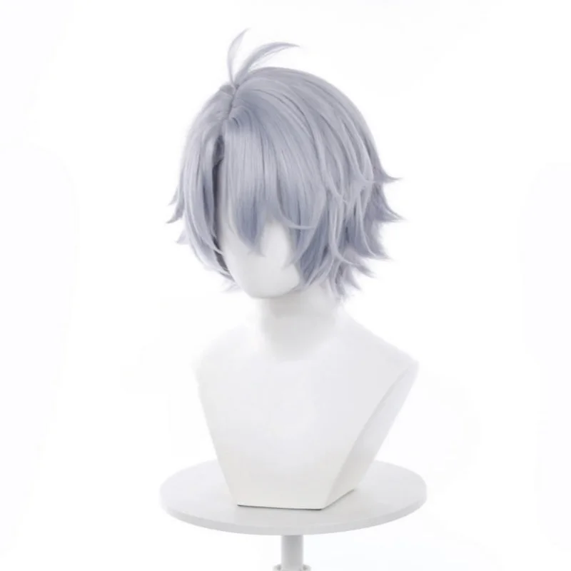 Anime Cosplay Khaslana Wig Short Straight Light Blue Phainon Synthetic Hair Peluca Frieren Festival Role Play Props + Wig Cap 5