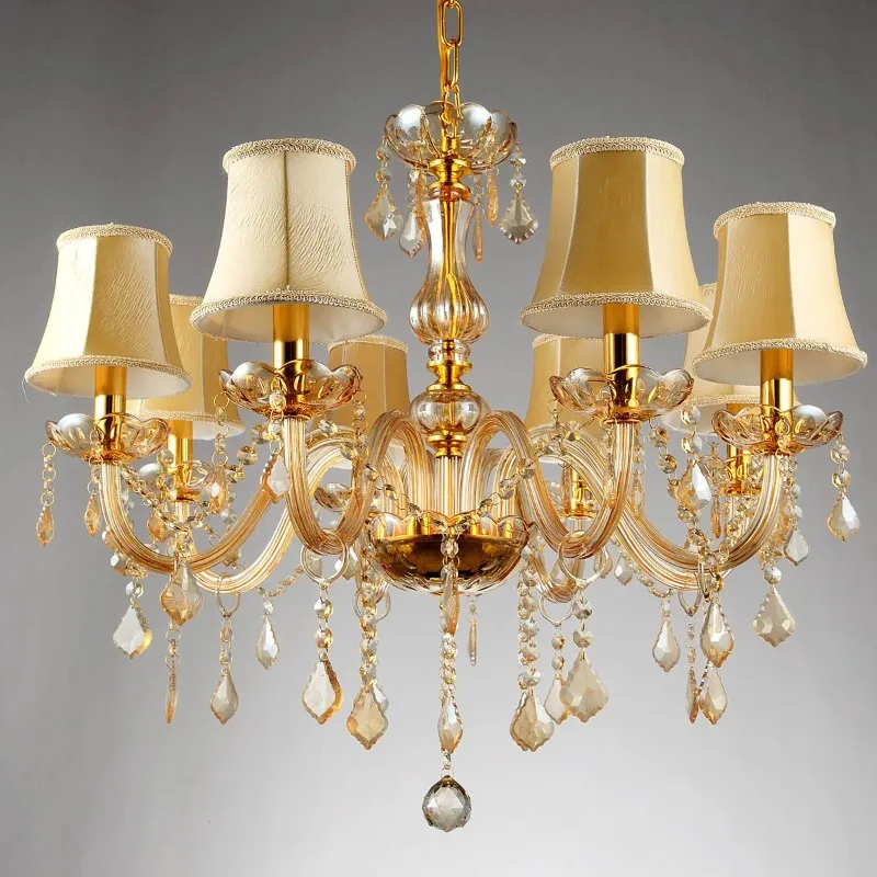 

Champagne Gold Fashion 6/8 Arms Crystal Chandelier Pendant Lamps Bedroom Lighting Fixtures