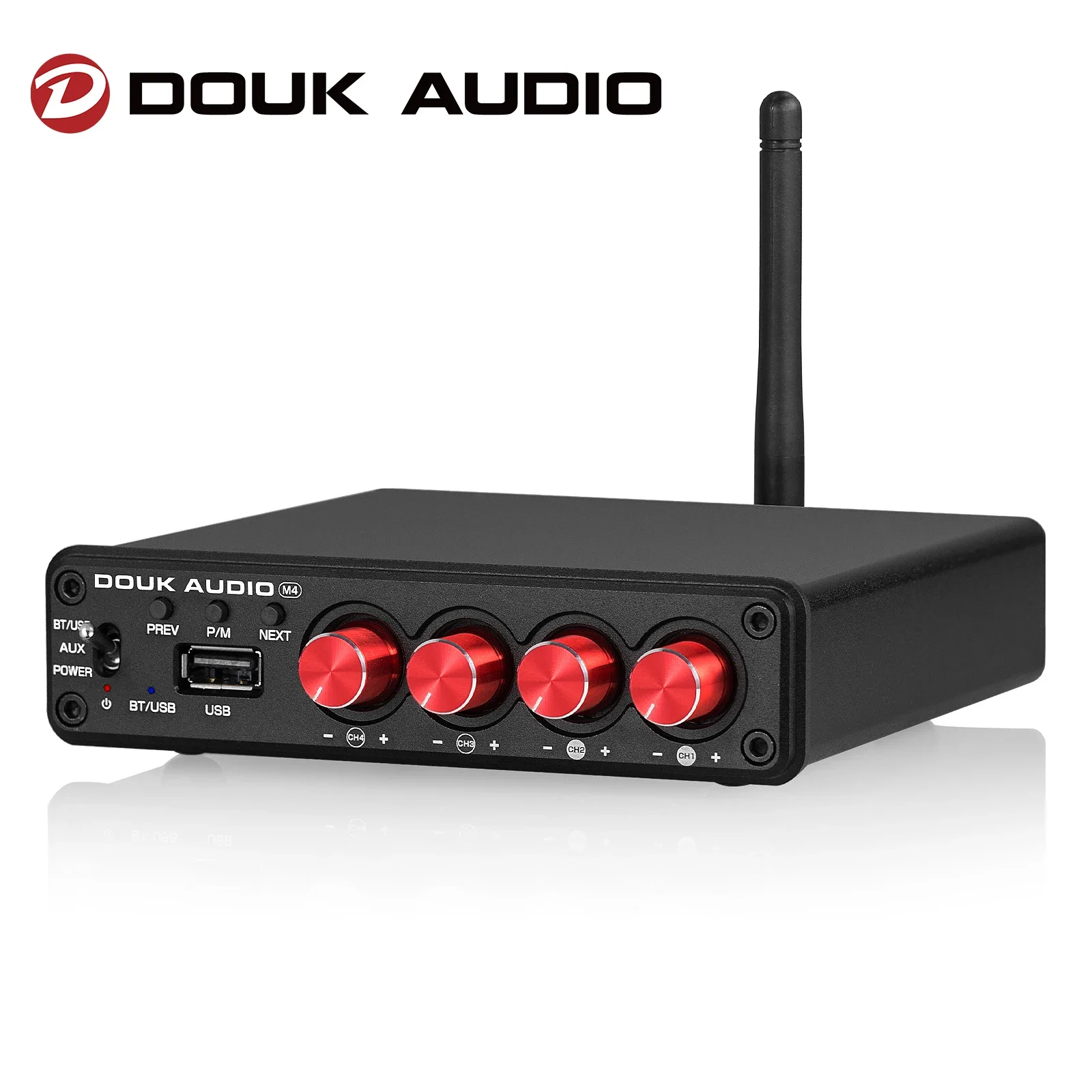 Douk Audio M4 Mini 2/4 Channel Bluetooth 5.0 Digital Amplifier Stereo Audio Receiver Desktop Audio Amp USB Music Player 50W*4