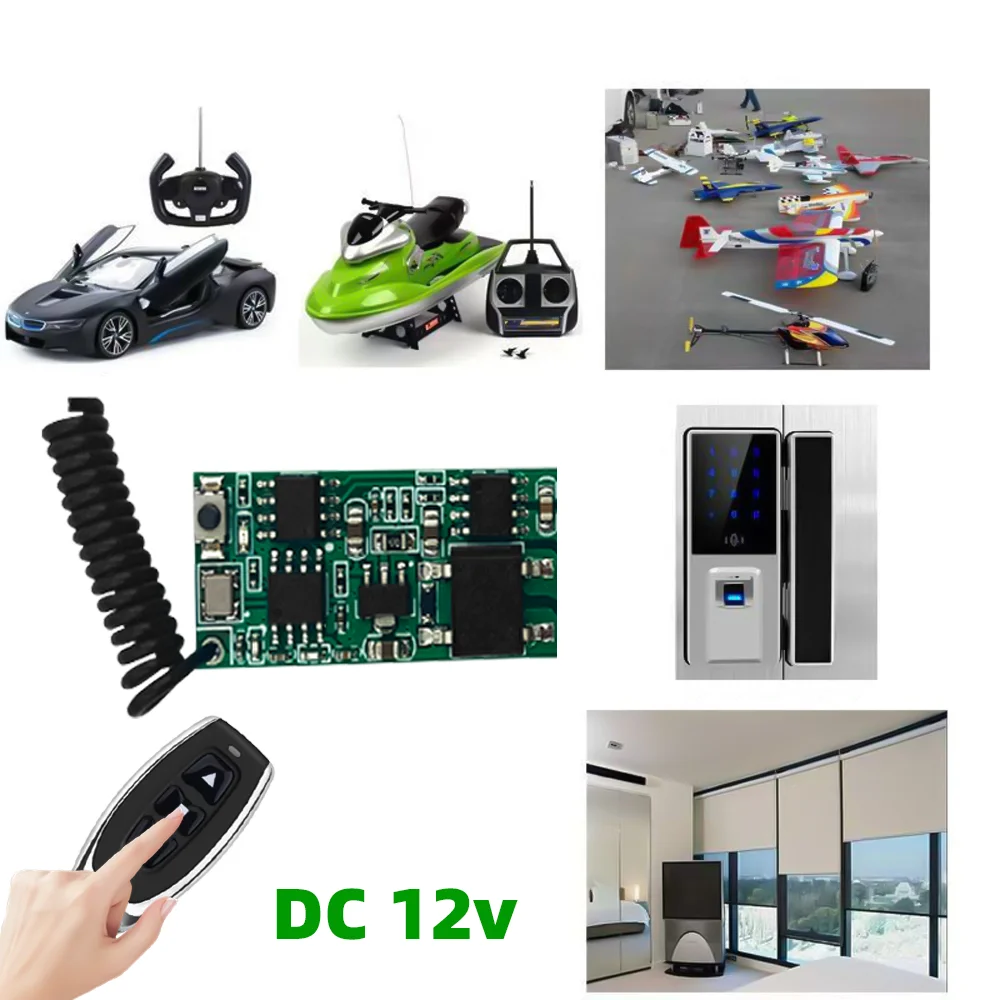 433MHz RF universal micro motor remote control switch, DC 6V/12V/18V/24V relay module, 50-meter transmitter, wireless receiver