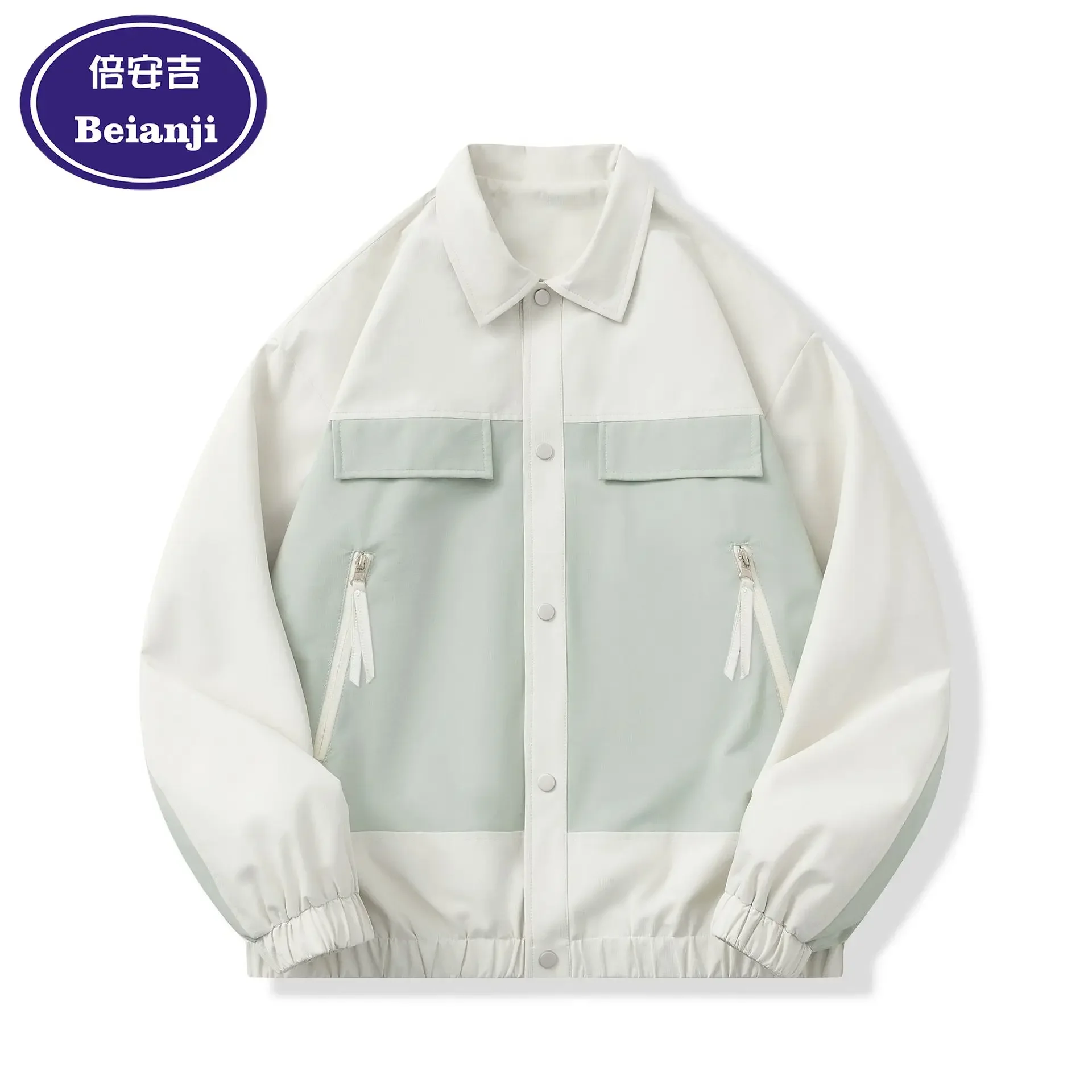 Workwear Jacket Men Spring 2025 Waterproof Jacket Climbing Loose Lapel Top Splicing Casual Multi Pocket Sports Coats Zipper Male