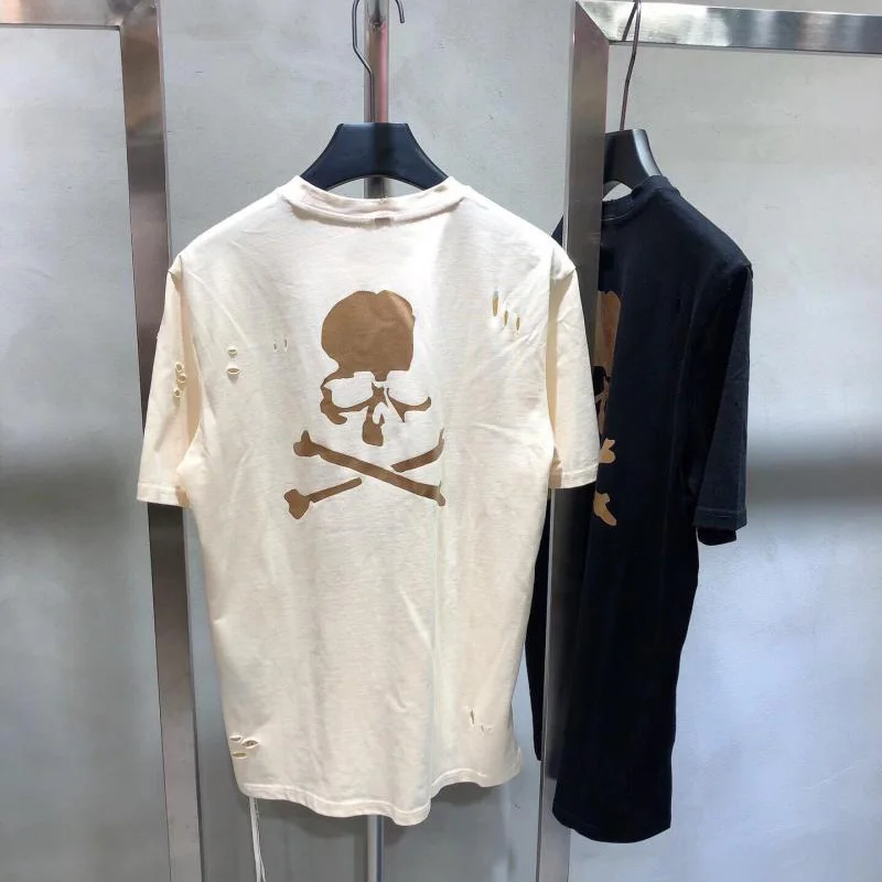 

Retro Gold Embroidery Skull Head Men's round Ne Loose Fit ort Sve T-irt Pure Cotton Trendy Summer Spring Youthful