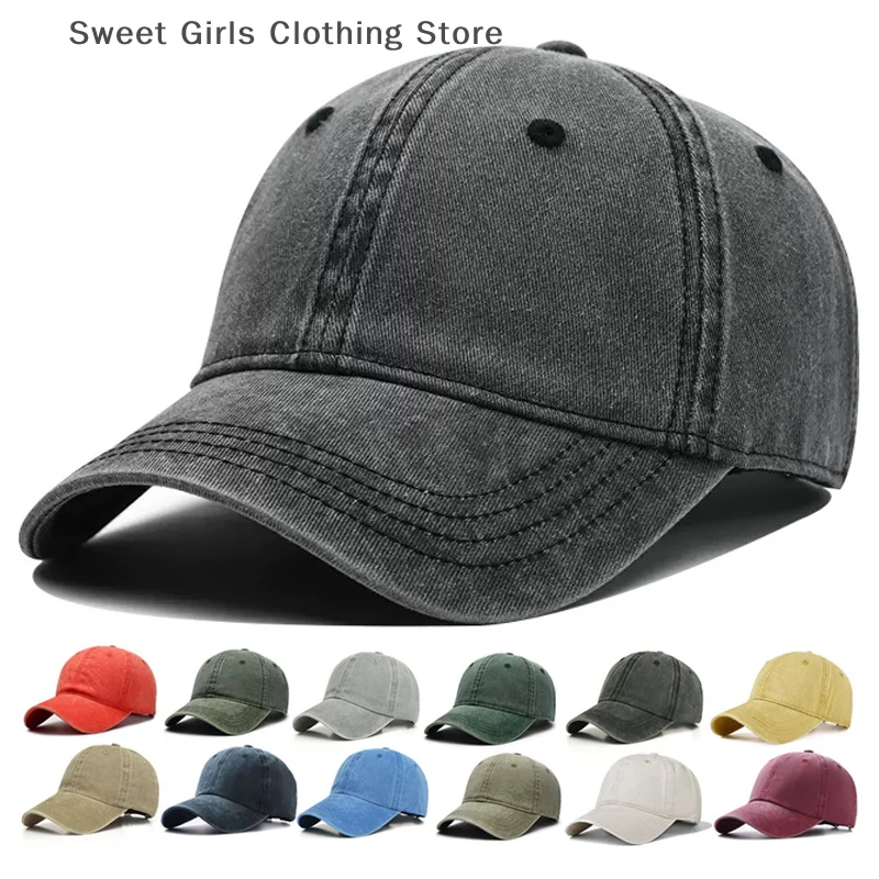 

Baseball Cap Washed Denim Men Women Hat Vintage Hip Hop Caps Solid Color Hat Bone Outdoor Casual Sport