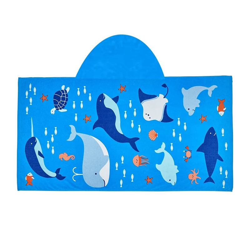 Baby Hooded Bath Towel Kids Cartoon Microfiber Soft Beach Towel Boy Girls Bathing Stuff Beach Cape Cloak Wrap Blanket Washcloth image 5