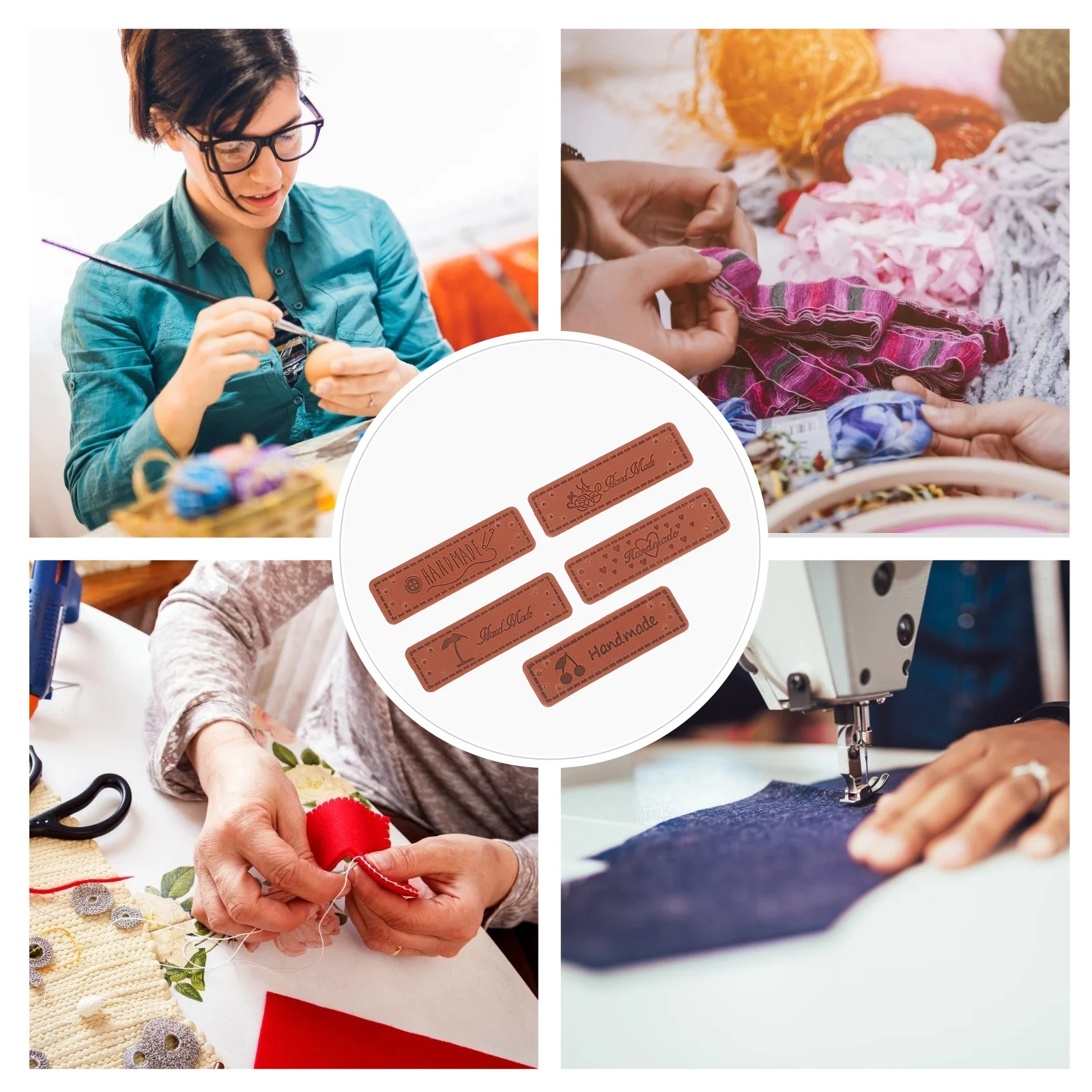 

50Pcs Cartoon Fabric Labels Handmade Sewing Tags Clothes Tags for DIY Knitting Crochet Projects Fabric Labels