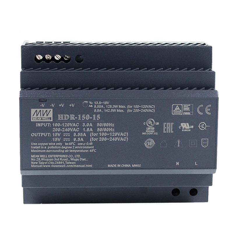 

MEAN WELL 150W 12V 15V 24V 48V DIN Rail Slim Power Supply HDR-150-12 HDR-150-15 HDR-150-24 HDR-150-48