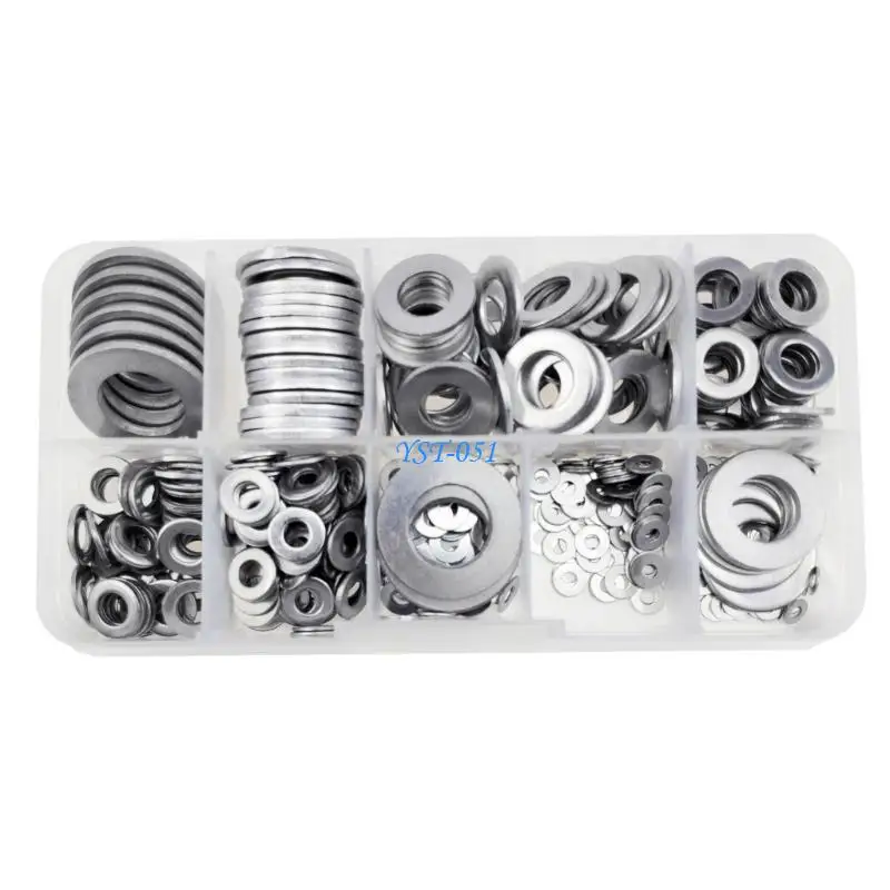 

E15A 684Pcs Stainless Steel Flat Washers Assortment Set Sealing Gaskets Washer Seal 2/2.5/3/4/5/6/8/10/12mm Flat Washer