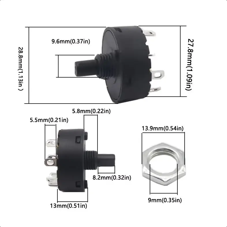 【5-2PCS】High Temperature Resistant Rotary Gear Switch 3 Pole 2 / 5 Pole 4 / 8 Pole 7 Band Knob Switch Of Juicer Mixer