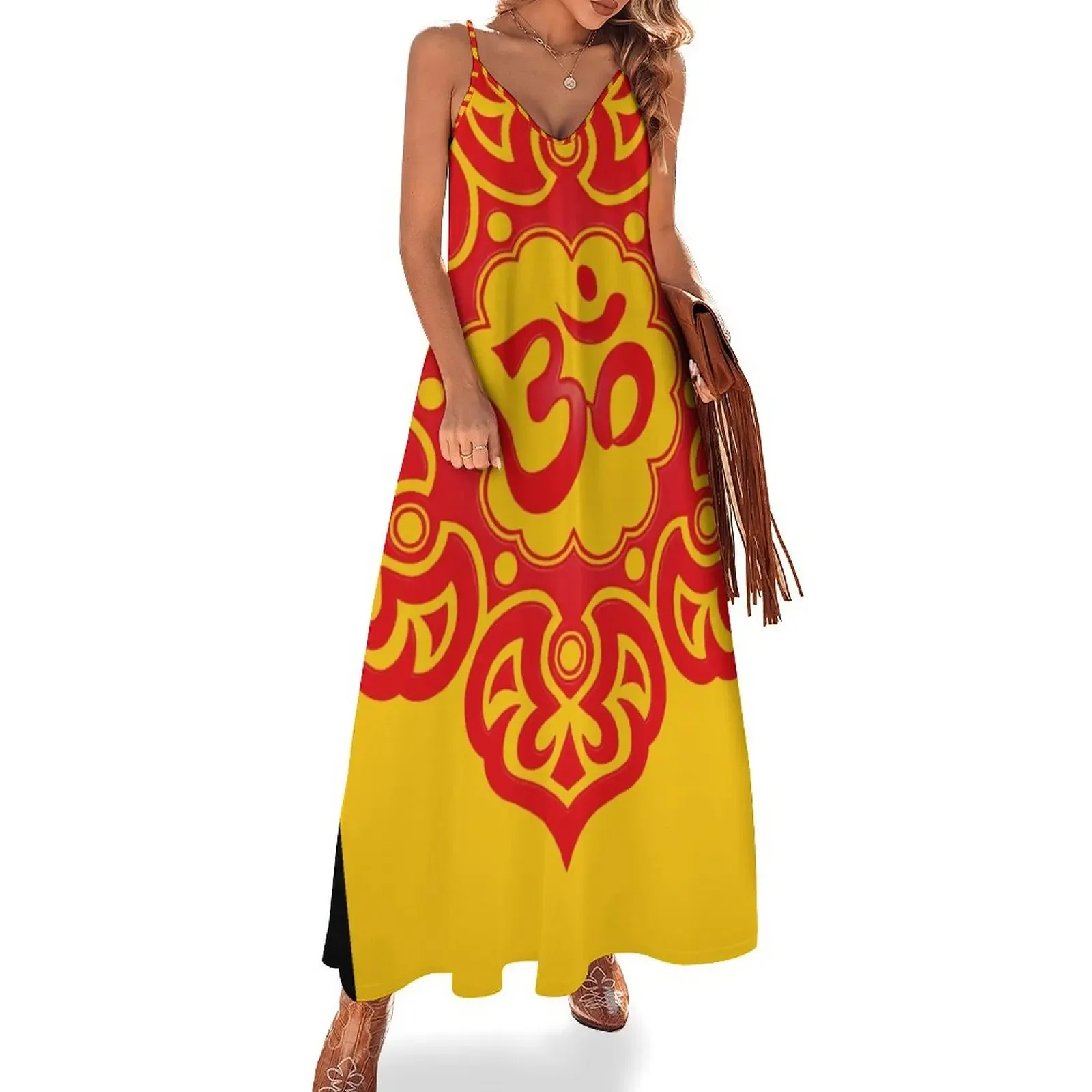 

Red Lotus Flower Yoga Om Sleeveless Dress ladies dresses for special occasions Woman fashion