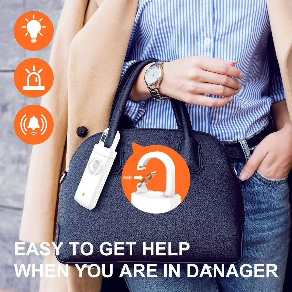 ABS Personal Alarm Safety Keychain Panic Security 130dB Safety Alarm Siren Portable Keychain Alarm Emergency LED Torch Keyring