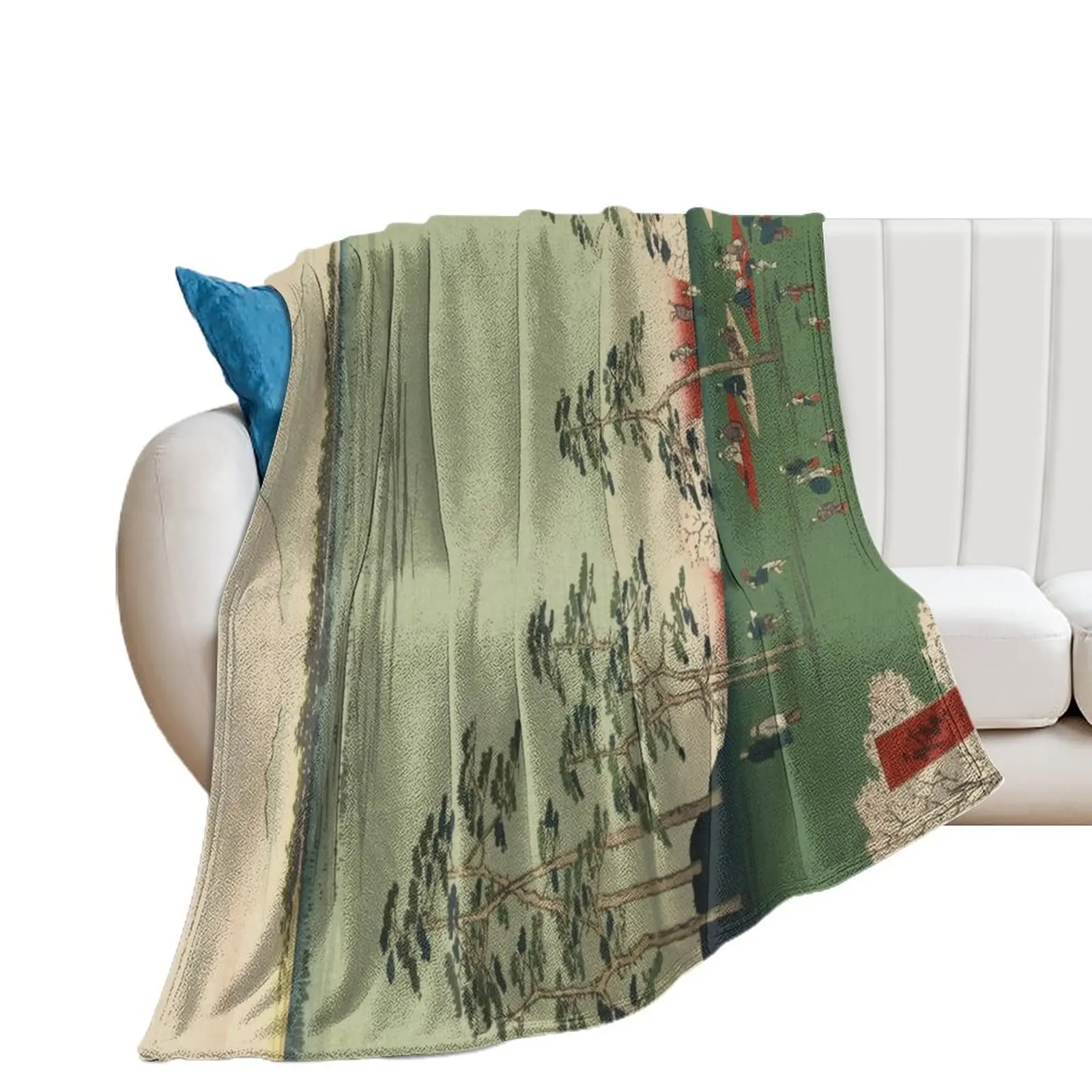 Spring Trees Mountain Ukiyo-e Japanese Art Throw Blanket blankets and throws Single heavy to sleep Blankets