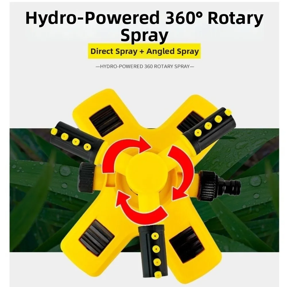 3-Arm Rotating Sprinkler Durable Wide Coverage Automatic Rotating Water pipe Adjustable Heavy Duty 360 Degree Sprinkler Garden