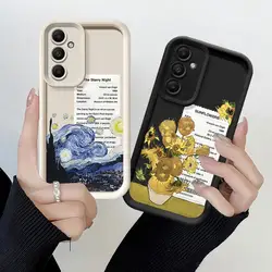 Van Gogh Sunflowers Phone Case for Samsung Galaxy A25 A35 A15 A51 A55 A52s A53 A54 A51 A71 A72 A73 A52 4G 5G Soft Cover