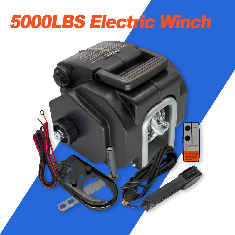 12V 5000lbs Elektrische Bootsanhängerwinde |   Tragbare Power-In Power-Out Winde für Boot, LKW, Wohnmobil